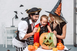 family dressed up for Halloween